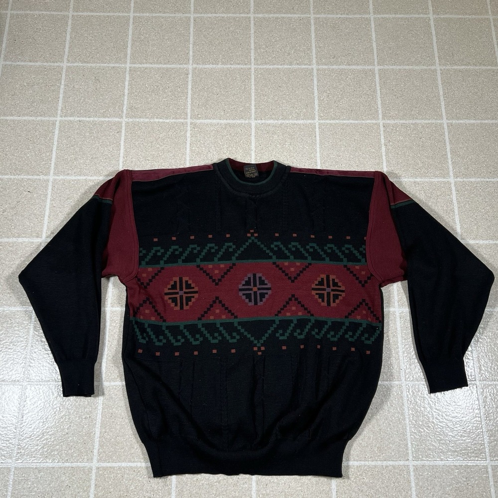 Vintage Nisa Orme Wool Blend Aztec Pattern Sweater Made in Turkey Size Large